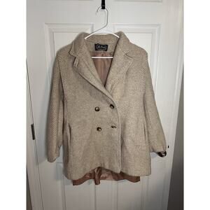 MS Freddi Women's Vintage Coat, Wool Blend, Cream/beige Color Fits Like Size Med